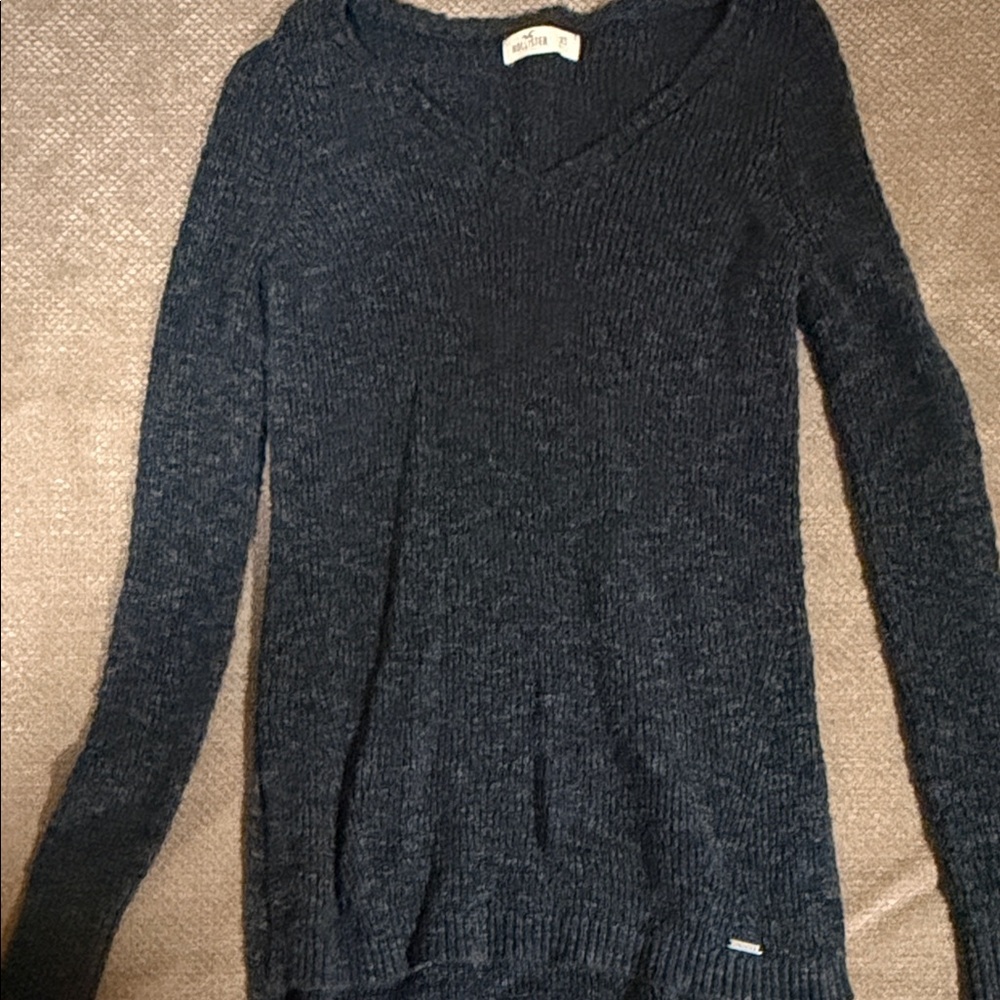 Hollister Dark Gray V-Neck Sweater